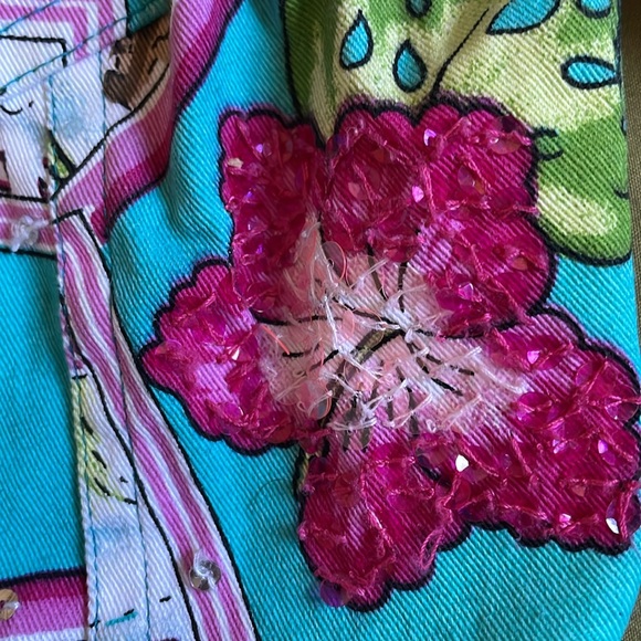 New Identity COTE D’AZUR French Riviera POSTCARD Themed JEAN JACKET Size S As-Is - Picture 8 of 10